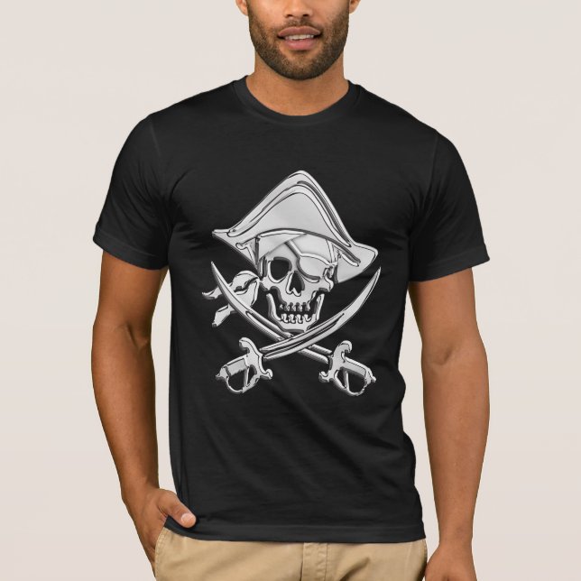 Chrome Pirat Skull Tee Shirt (Framsida)
