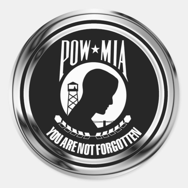 CHROME POW MIA RUNT KLISTERMÄRKE (Framsida)