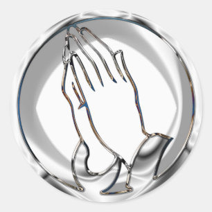 CHROME PRAYING HÄNDER RUNT KLISTERMÄRKE