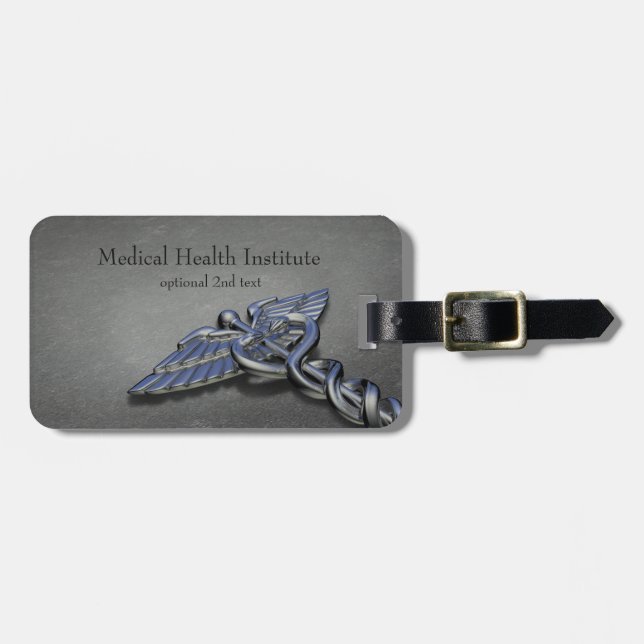 Chrome Professional Medical Caduceus - Bagagetiket Bagagebricka (Horisontell Framsida)