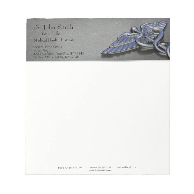 Chrome Professionell Medical Caduceus - Anteckning Anteckningsblock (Framsida)