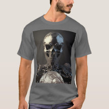 Chrome Robot Soccer Skull -Soccer T-Shirt
