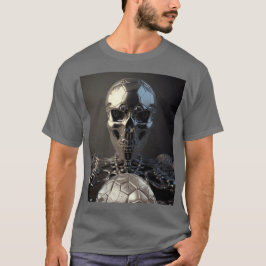 Chrome Robot Soccer Skull -Soccer T-Shirt