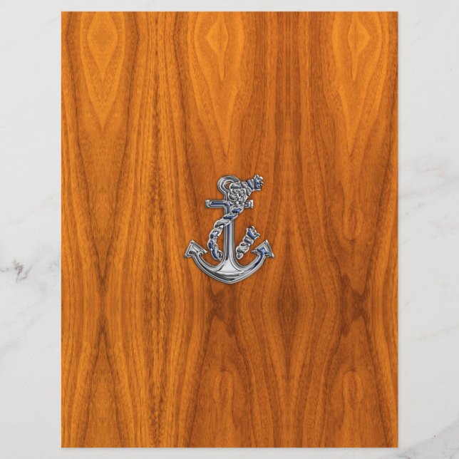 Chrome Rope Anchor på Teak Veneer (Framsida)