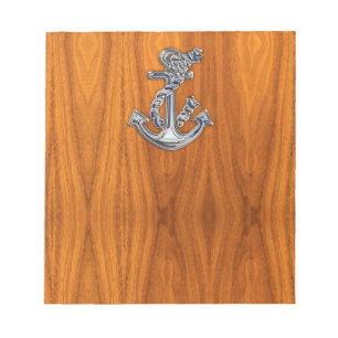 Chrome Rope Anchor på Teak Veneer Anteckningsblock
