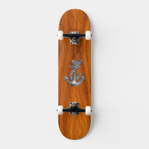 Chrome Rope Anchor på Teak Veneer Skateboard Bräda 20,5 Cm
