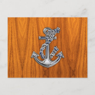 Chrome Rope Anchor på Teak Veneer Vykort