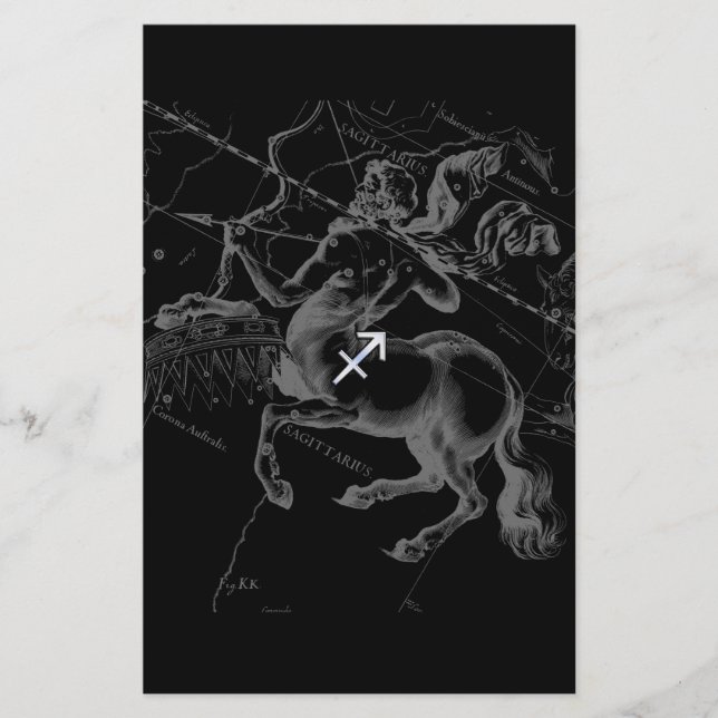 Chrome Sagittarius Zodiac Sign Hevelius circa 1690 Brevpapper (Framsida)