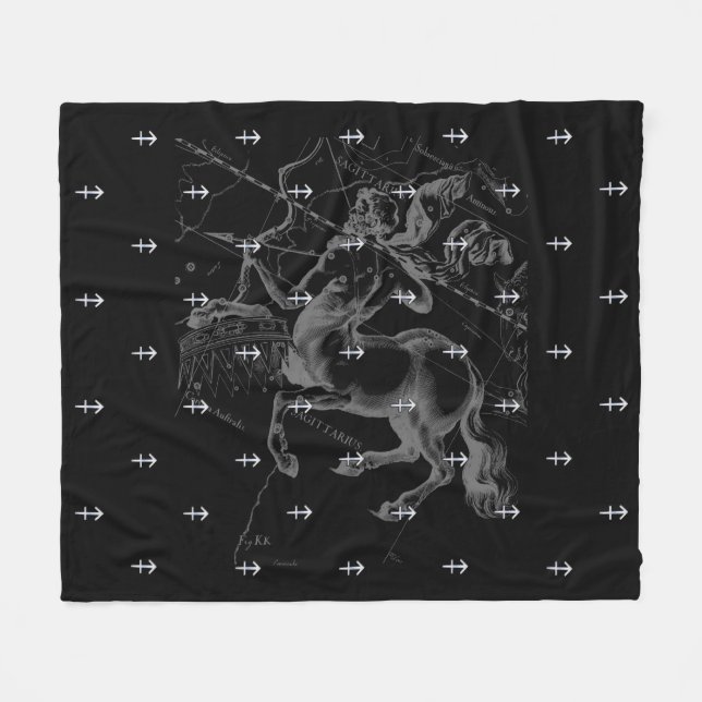 Chrome Sagittarius Zodiac Sign på Hevelius Decor Fleecefilt (Framsidan (Horisontell))