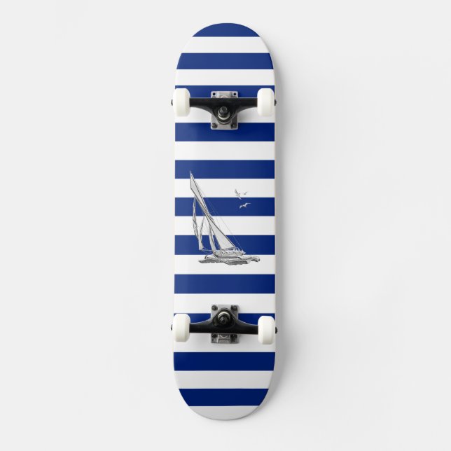 Chrome Sailing på Nautical Rand Skateboard Bräda 21,5 Cm (Framsida)