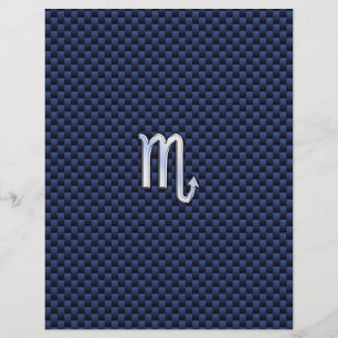 Chrome Scorpio Zodiac Sign på Blue Carbon Fiber