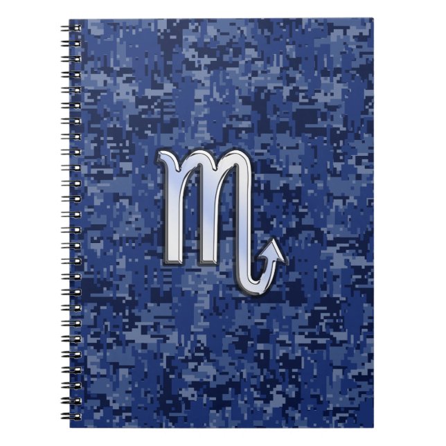 Chrome Scorpio Zodiac Sign på marinblå kamera Anteckningsbok Med Spiral (Framsidan)
