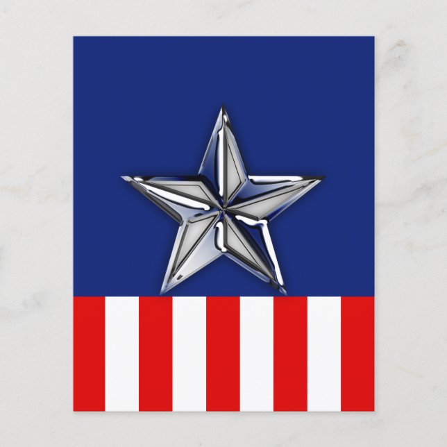 Chrome Silver Star på Festive Patriotic Färg Flygblad (Framsidan)