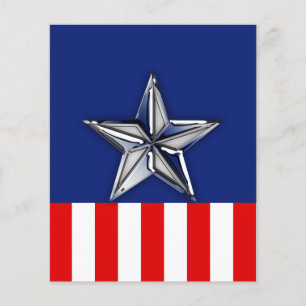 Chrome Silver Star på Festive Patriotic Färg Flygblad