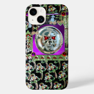 CHROME SKULL BLACK GRÖNT RED LILA GEM STONES