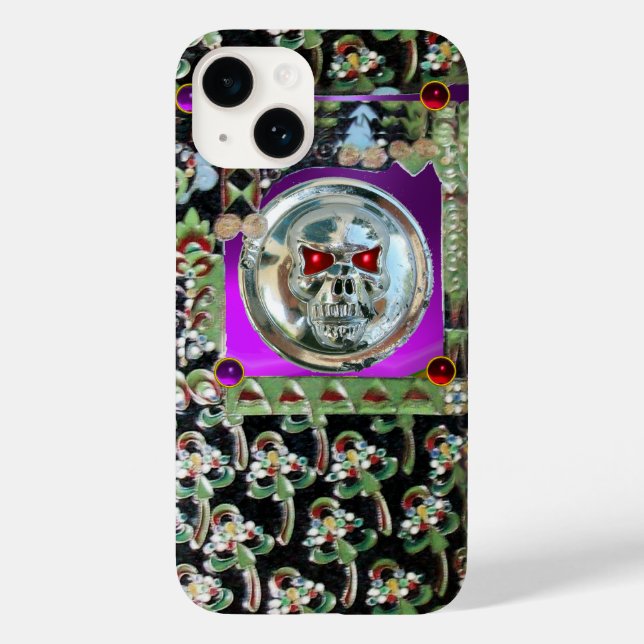 CHROME SKULL BLACK GRÖNT RED LILA GEM STONES (Baksida)