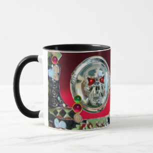 CHROME SKULL BLACK GRÖNT RED RUBY GEMSTONES MUGG