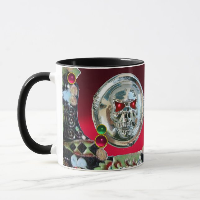 CHROME SKULL BLACK GRÖNT RED RUBY GEMSTONES MUGG (Vänster)