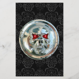 CHROME SKULL DAMASK BREVPAPPER