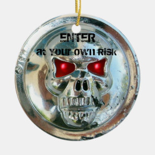CHROME SKULL DAMASK DOOR HANGER JULGRANSPRYDNAD KERAMIK