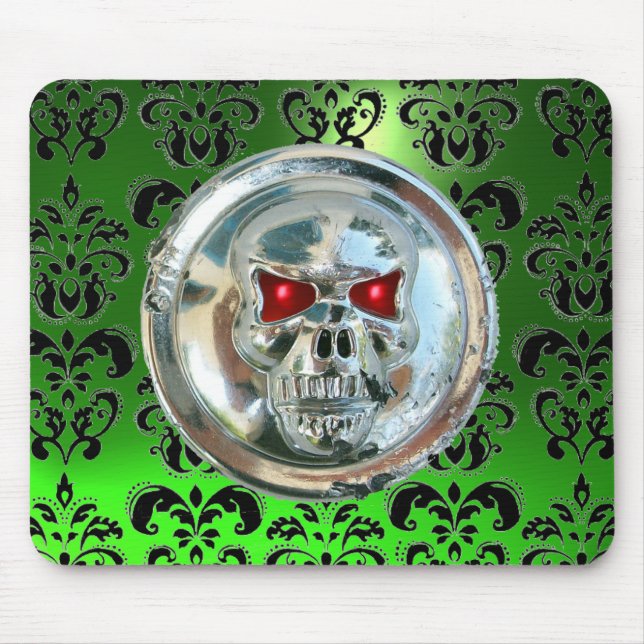 CHROME SKULL, Damask, Grönt Emerald Musmatta (Framsidan)