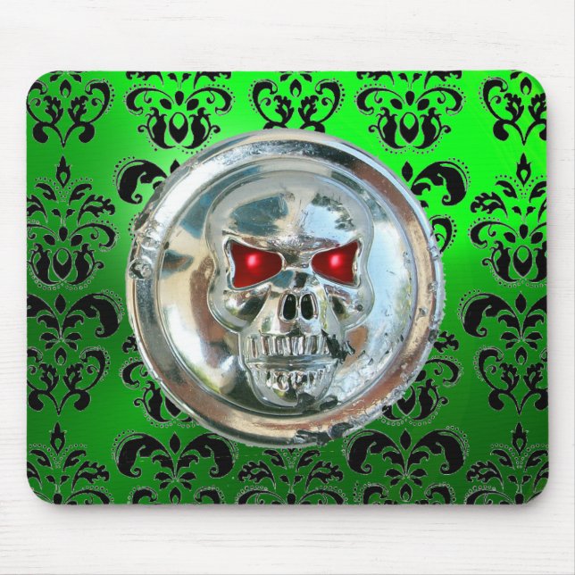 CHROME SKULL, Damask, Grönt Emerald Musmatta (Framsidan)