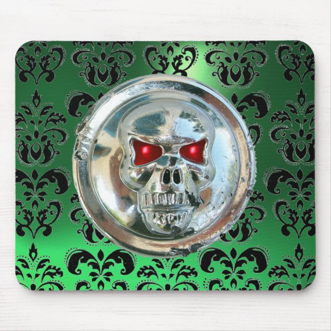 CHROME SKULL, Damask, Grönt Jade Musmatta (Framsidan)