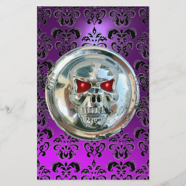 CHROME SKULL DAMASK Lila Amethyst Brevpapper (Framsida)