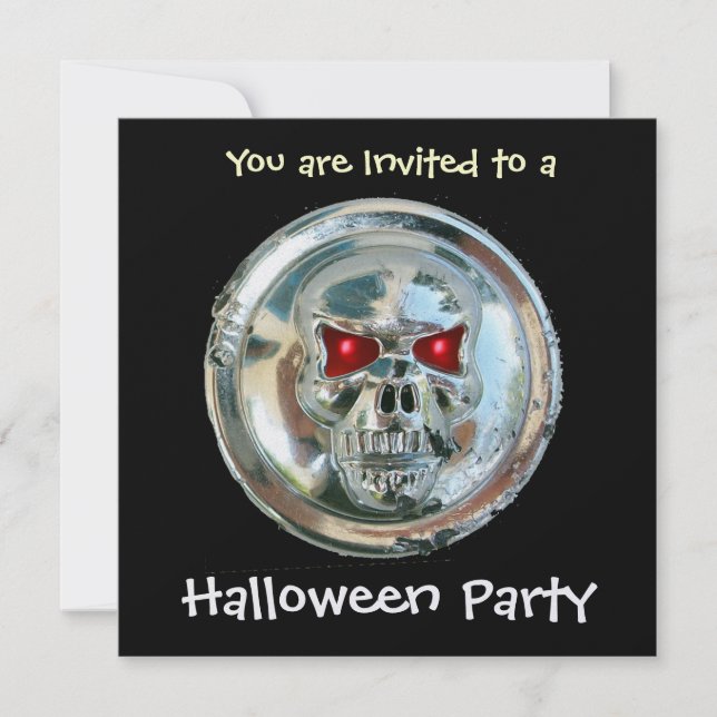 CHROME SKULL HALLOWEEN FEST Ice Metallic Inbjudningar (Framsida)