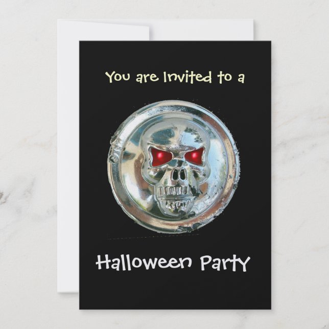 CHROME SKULL HALLOWEEN FEST Ice Metallic Inbjudningar (Framsida)