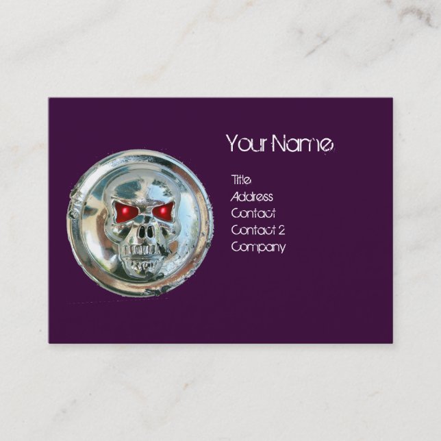 CHROME SKULL LILA OCH RED RUBY MONOGRAM VISITKORT (Framsida)
