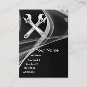 CHROME SKULL OCH WRENCHES METALL MEECHANICS Parl Visitkort