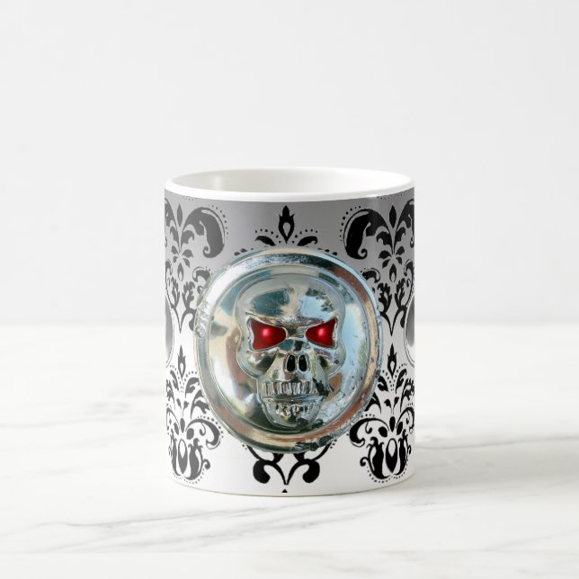CHROME SKULL RIDERS WHITE BLACK DAMASK KAFFEMUGG (Center)