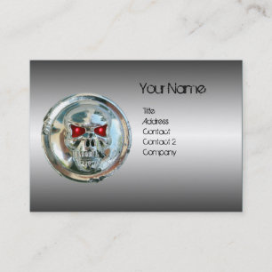 CHROME SKULL, STÅL OCH RÖD RUBY MONOGRAM VISITKORT