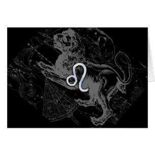 Chrome som Leo Zodiac Constellation Karta Hevelius Hälsningskort
