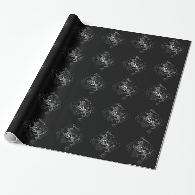 Chrome som Leo Zodiac Constellation Karta Hevelius Presentpapper (Utrullad)