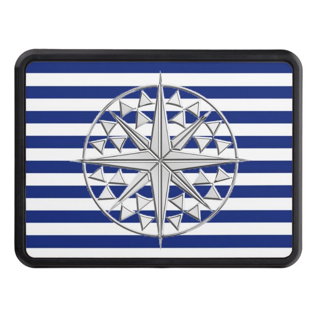 Chrome Star on Navy Rand Print Hitch Dragkroksskydd (Framsidan)