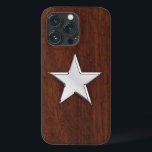 Chrome Star på Blöt Mahogany Print<br><div class="desc">Ett modernt nautiskt silver-krom som applicque stil på en blöt mahogany-trädeka för en anpassningsbar-telefonväska som alla på eller utanför båten kommer att njuta av. Använda länken "Be den här designern" om du vill kontakta oss med dina speciella designförfrågningar eller om du behöver hjälp med något av dina anpassningsprojektbehov.</div>