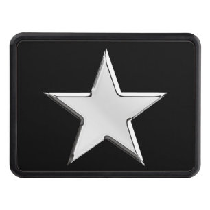 Chrome Star på svart Hitch-utskrift Skydd För Dragkrok