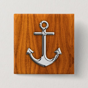Chrome Stil Anchor på Teak Veneer Knapp