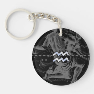 Chrome Stil Aquarius Zodiac Symbol på Hevelius