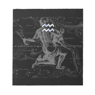 Chrome Stil Aquarius Zodiac Symbol på Hevelius Anteckningsblock