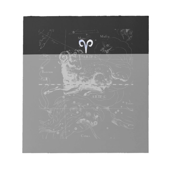 Chrome Stil Aries Zodiac Sign på Hevelius Anteckningsblock (Framsida)