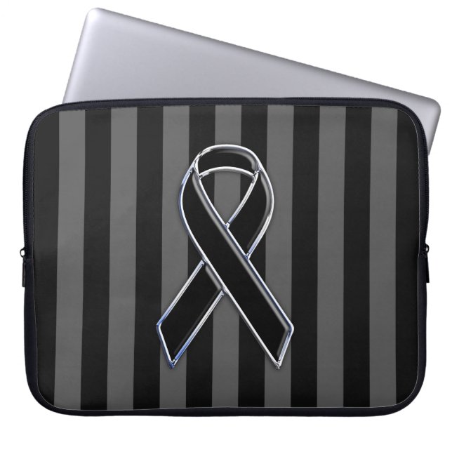 Chrome Stil Black Ribbon Awareness Laptop Fodral (Framsidan)