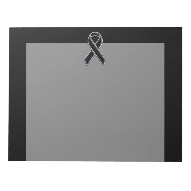 Chrome Stil Black Ribbon Awareness on Black Anteckningsblock (Framsida)
