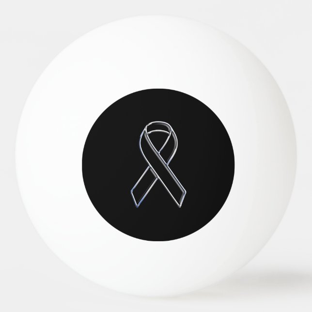 Chrome Stil Black Ribbon Awareness on Black Pingisboll (Framsidan)