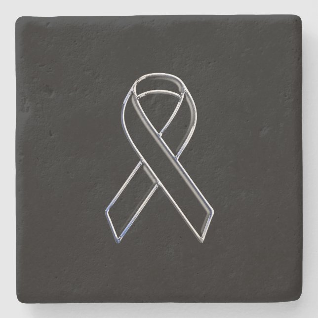 Chrome Stil Black Ribbon Awareness on Black Stenunderlägg (Framsidan)