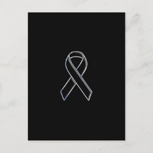 Chrome Stil Black Ribbon Awareness on Black Vykort