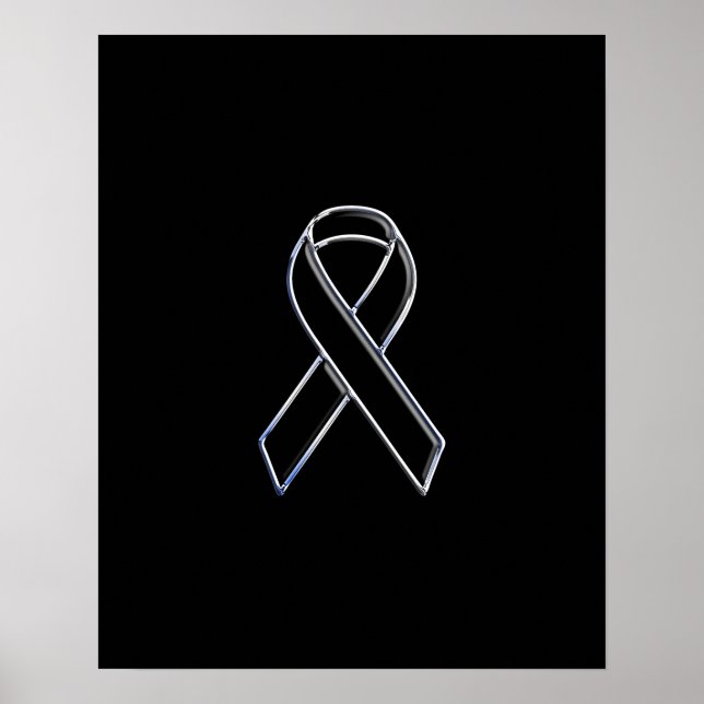 Chrome Stil Black Ribbon Awareness Poster (Framsidan)