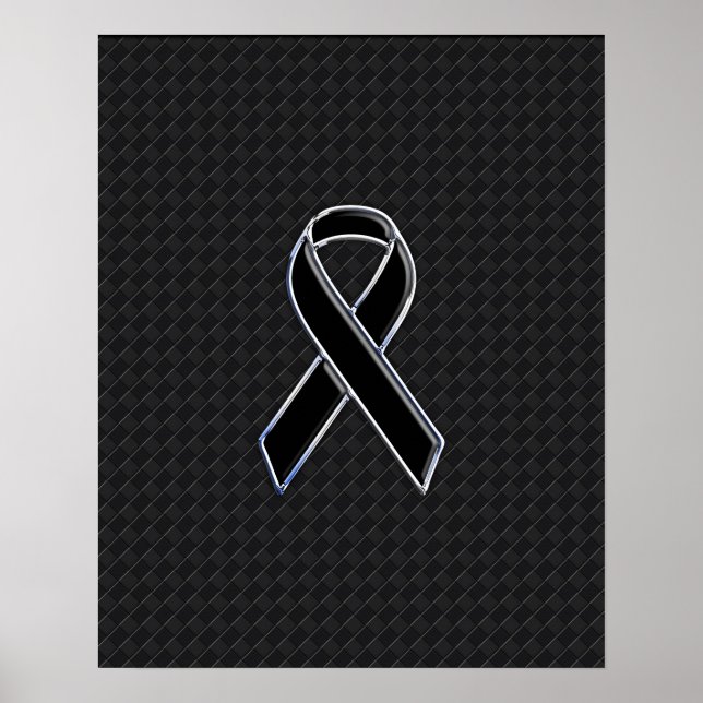Chrome Stil Black Ribbon Awareness Poster (Framsidan)